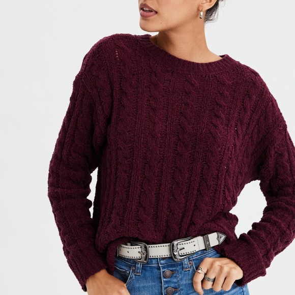 American Eagle Outfitters Sweaters - AMERICAN EAGLE IMPOSSIBLY SOFT CABLE KNIT SWEATER